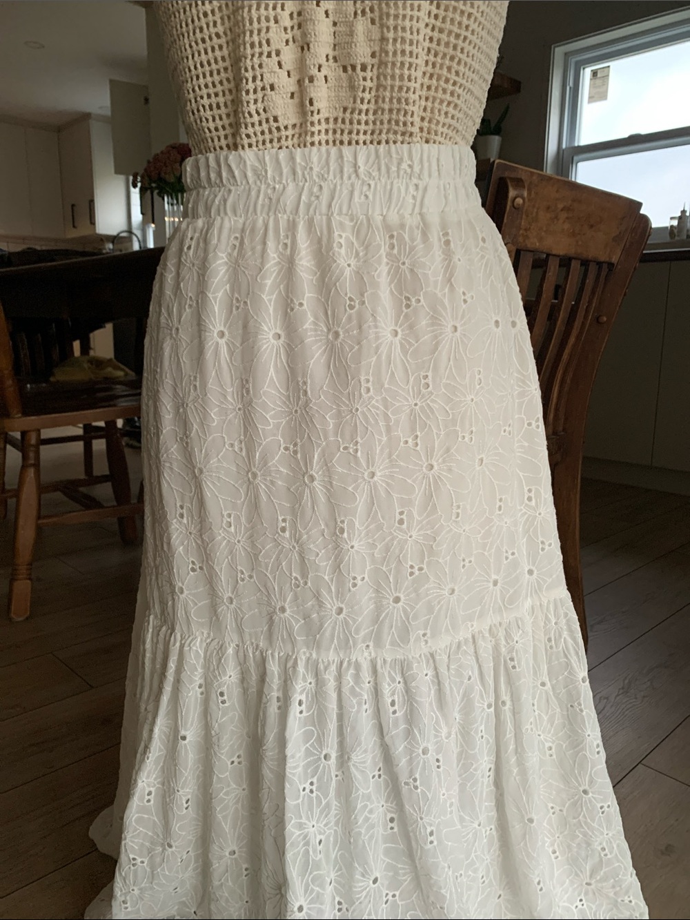 White Floral Maxi Skirt | bow in front or back | country girl + coastal + girly - Picture 4 of 9